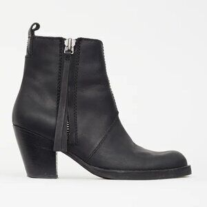 Acne Studios Pistol Black Leather Stacked Heel Boots